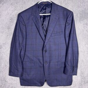 Byron Sport Coat Men EU 56R Wool Luca Di Marco Windowpane Check Blazer Jacket